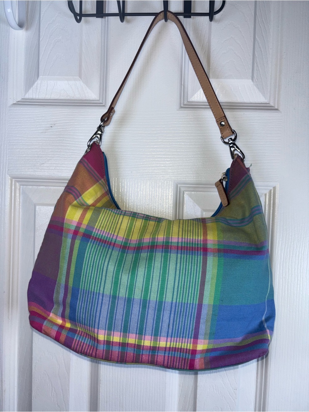 Lauren Ralph Lauren Multicolor Plaid Shoulder Bag - Pink, Green, Yellow, Blue - Picture 13 of 13
